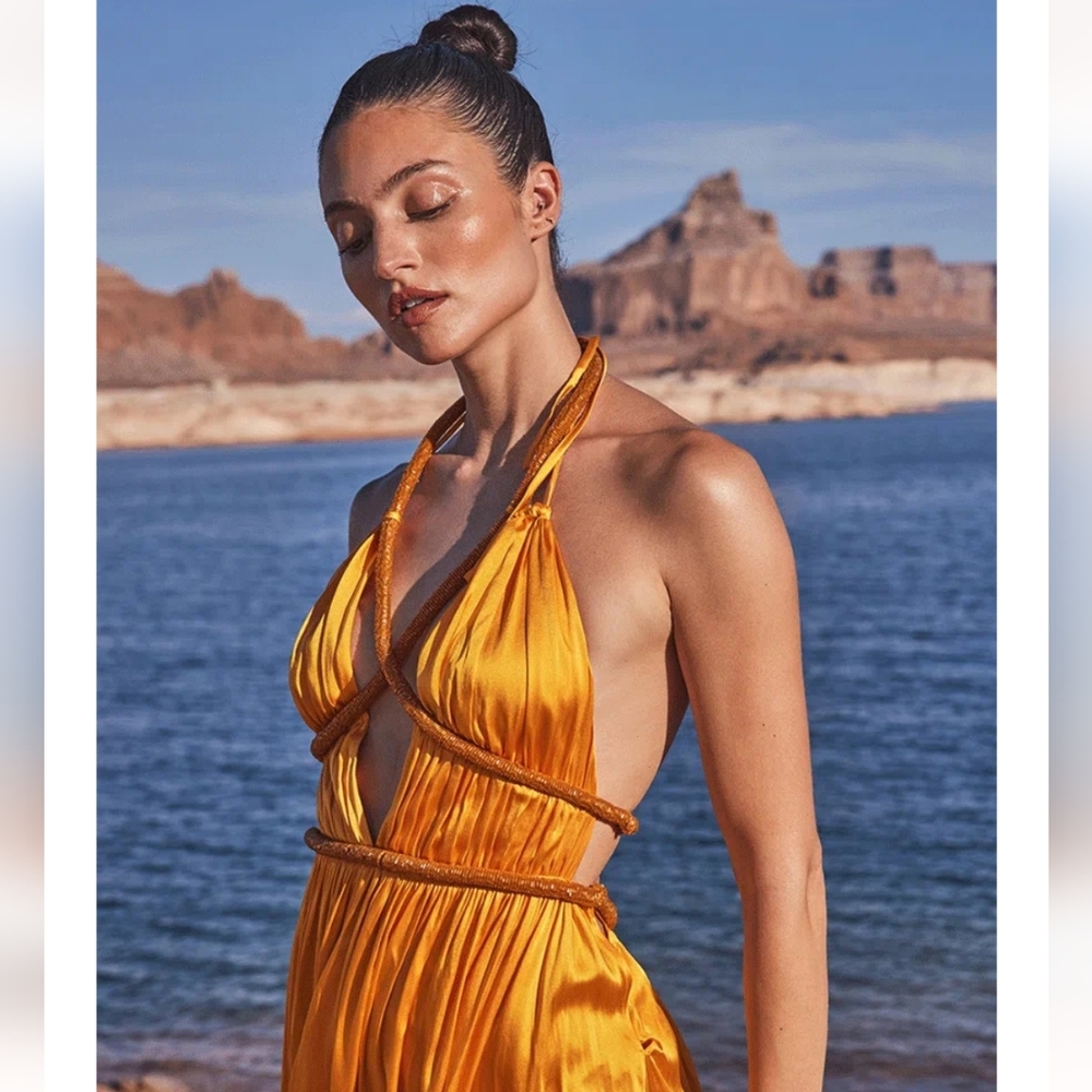 Cult Gaia Salee Gown in Marigold Sz 2 - Picture 2 of 9